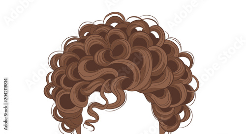 Принти на полотні Curly brown hair on a head.