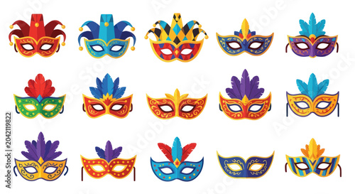 Foto Colorful Mardi Gras Carnival Masks.