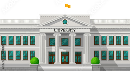 University building, educational institution, white architecture, academic background