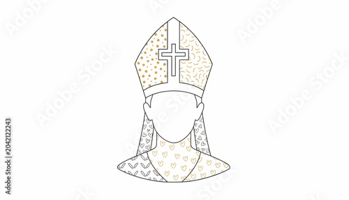 Bild auf Leinwand Bishop illustration, religious symbol, gold dots pattern, christianity concept,