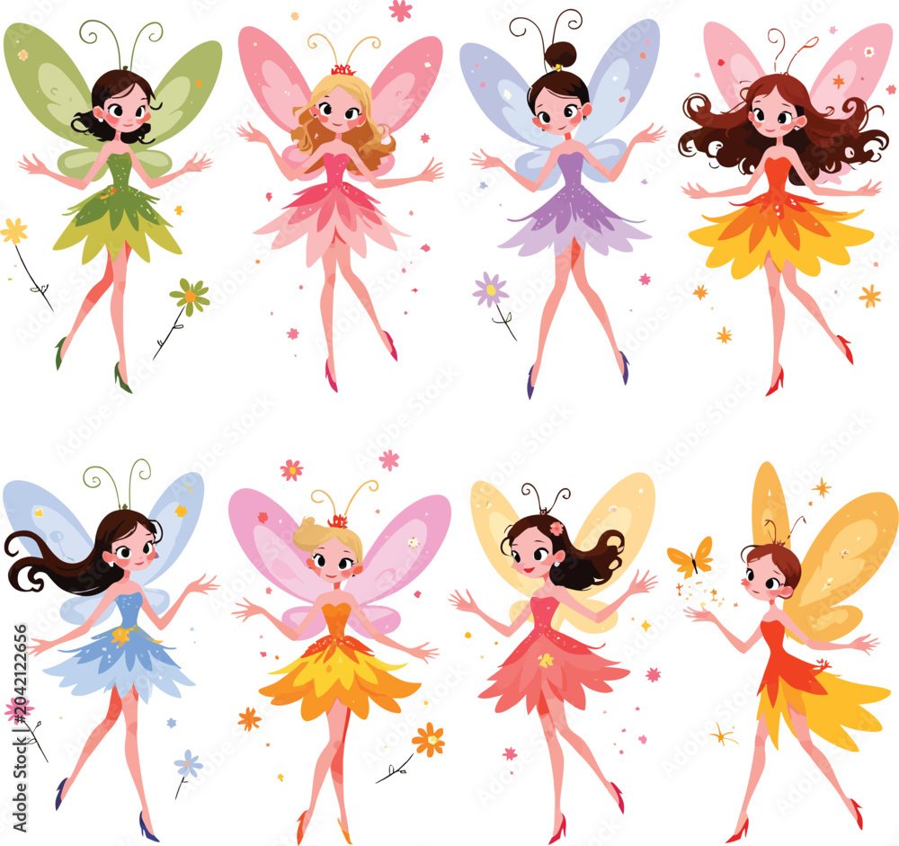 Obraz premium fairy characters in colorful vector style illustration