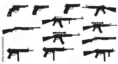 Tableau sur toile Collection of various firearms on display.