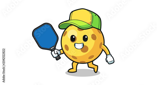 Obraz na płótnie Smiling cookie character with paddle.