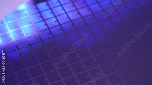 Silicon wafer for manufacturing semiconductor of integrated circuit.Electronic circuit designs have been built onto the wafers using micromaching including photolithography