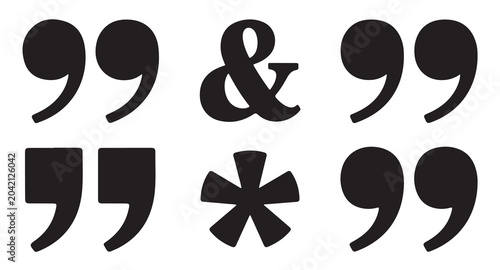 Photos Editorial symbols set featuring quotation marks ampersand and asterisk for text layouting