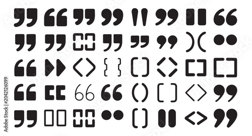Obraz na płótnie Assortment of black quotation marks and punctuation symbols for graphic design