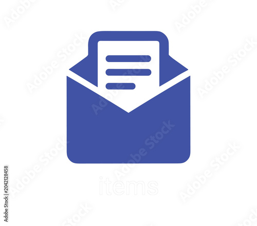 Blue icon of an open envelope with a document inside, representing email, message, or correspondence