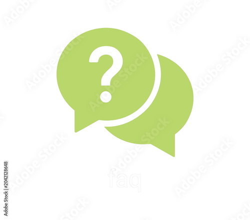 Photos Faq icon, frequently asked questions symbol, speech bubble with question mark, h