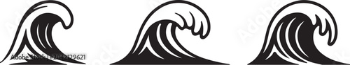 Photography Black wave icons in different crashing positions