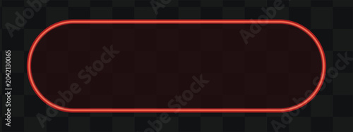 Bilde på lerret Rounded oblong banner frame with glowing red neon stroke isolated on dark textured background for creative UI design
