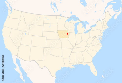 Schilderij op canvas Locator Map of the County Linn (Iowa, US) showing the Contiguous United States w