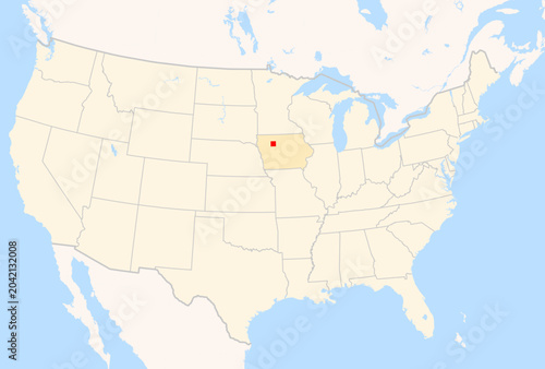 Bild auf Leinwand Locator Map of the County Pocahontas (Iowa, US) showing the Contiguous United St