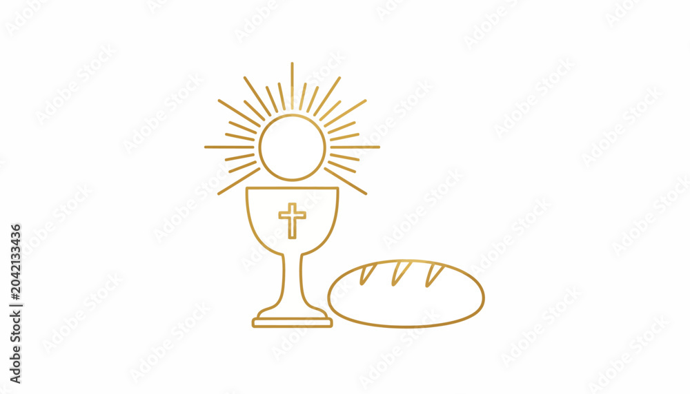 Fototapeta premium Eucharist, holy communion, christian symbol, bread and wine, religious icon