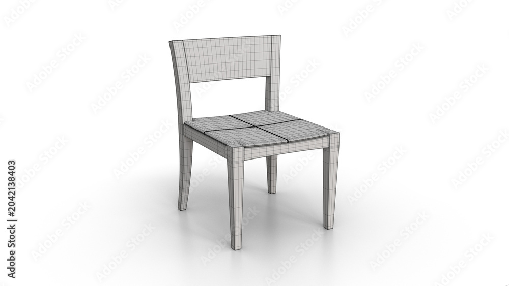 Fototapeta premium Wooden Chair 3D Rendering 