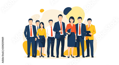 Konstfotografi Business team works together in digital workplace with flat design