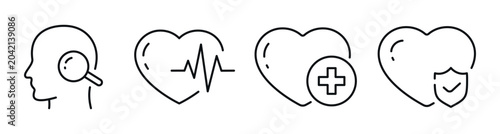 Konstfotografi Head profile and heart icons indicating health status in strip