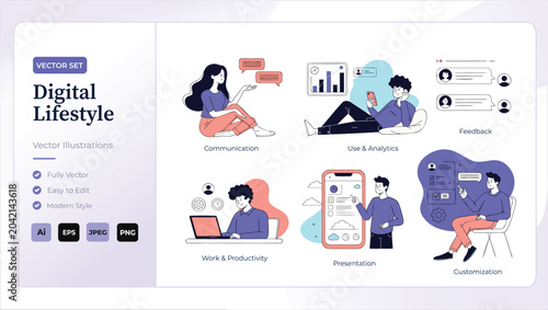 Tableau sur toile Digital lifestyle vector illustrations for communication and productivity