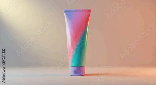 A colorful tube of cosmetic product.