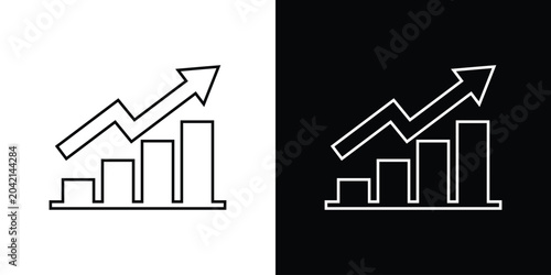 Fotografía Linear business growth chart with a rising trend arrow