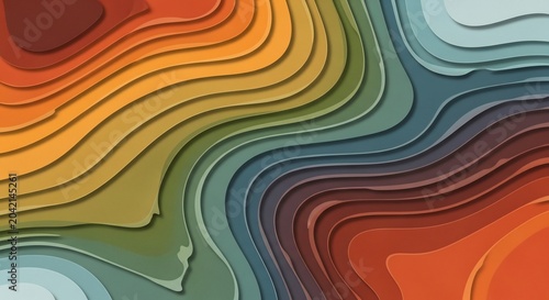 Abstract Topographic Contour Lines with Gradient Color Palette.