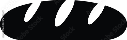 Tableau sur toile Loaf of bread, black silhouette icon vector for food and drink category