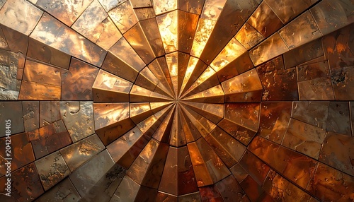 Burnished Bronze Mosaic Pattern Radiating Warm Light