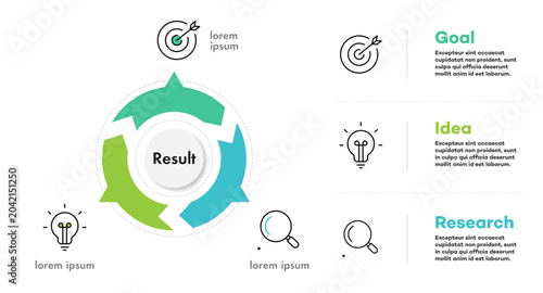 Schilderij op canvas Infographic circle arrow chart venn diagram trendy style for start up project, p