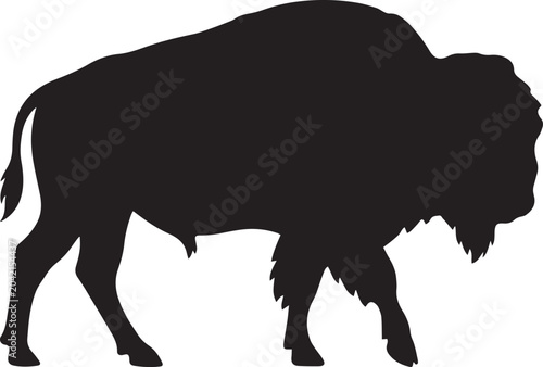 Foto American bison silhouette vector illustration isolated on white background, blac