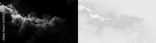 Tablou pe pânză White smoke billows in a swirling pattern against a plain background as it slowl