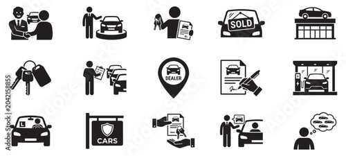 Obraz na płótnie Car dealer and auto sale icon set