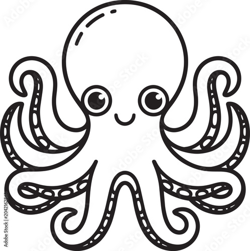 фотографія Cute octopus illustration funny cartoon sea creature for kids and eight legs, we