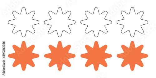 Schilderij op canvas Set of spiky starburst outline and solid orange shapes for decoration and design elements