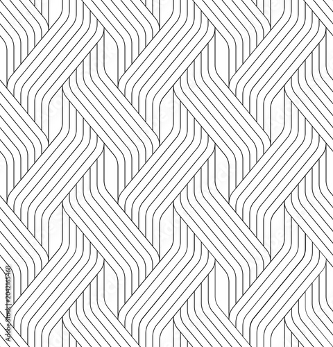 Vector seamless texture. Modern geometric background of thin intersecting stripes. 