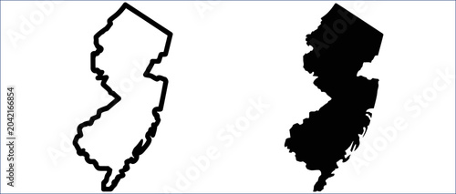 Fotografie New Jersey State Map Symbol with Geographic Outline and Regional Illustration Design