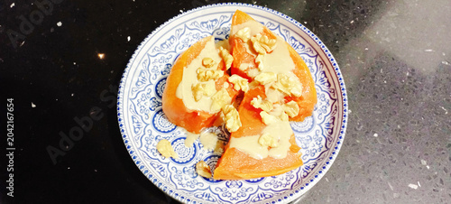 Traditional delicious Turkish cuisine; Pumpkin dessert or jam (Turkish name; Kirecte pumpkin jam or pumpkin tatlisi)