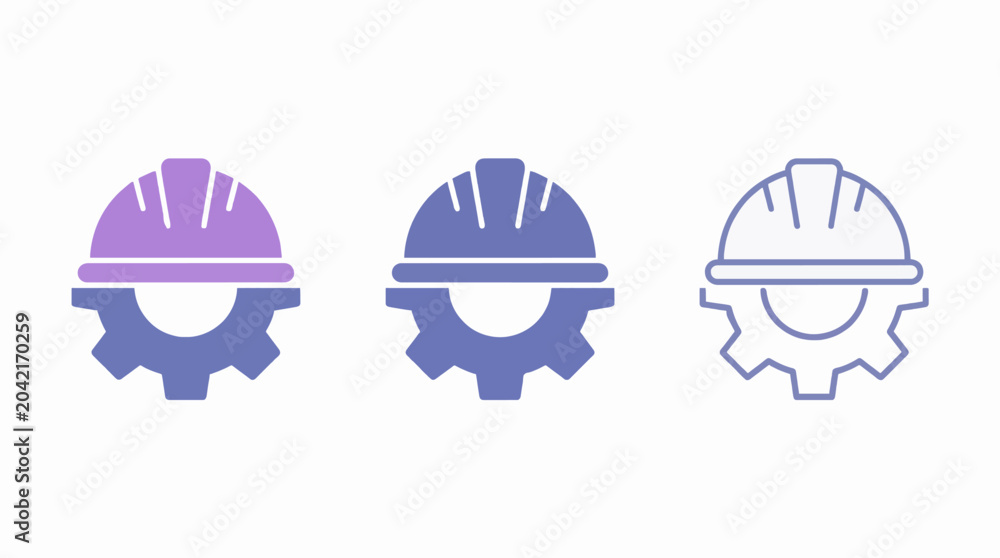 Fototapeta premium Set of Three Minimalist Vector Icons Construction Industry Safety Gear Professional Graphic Resources Commercial Use