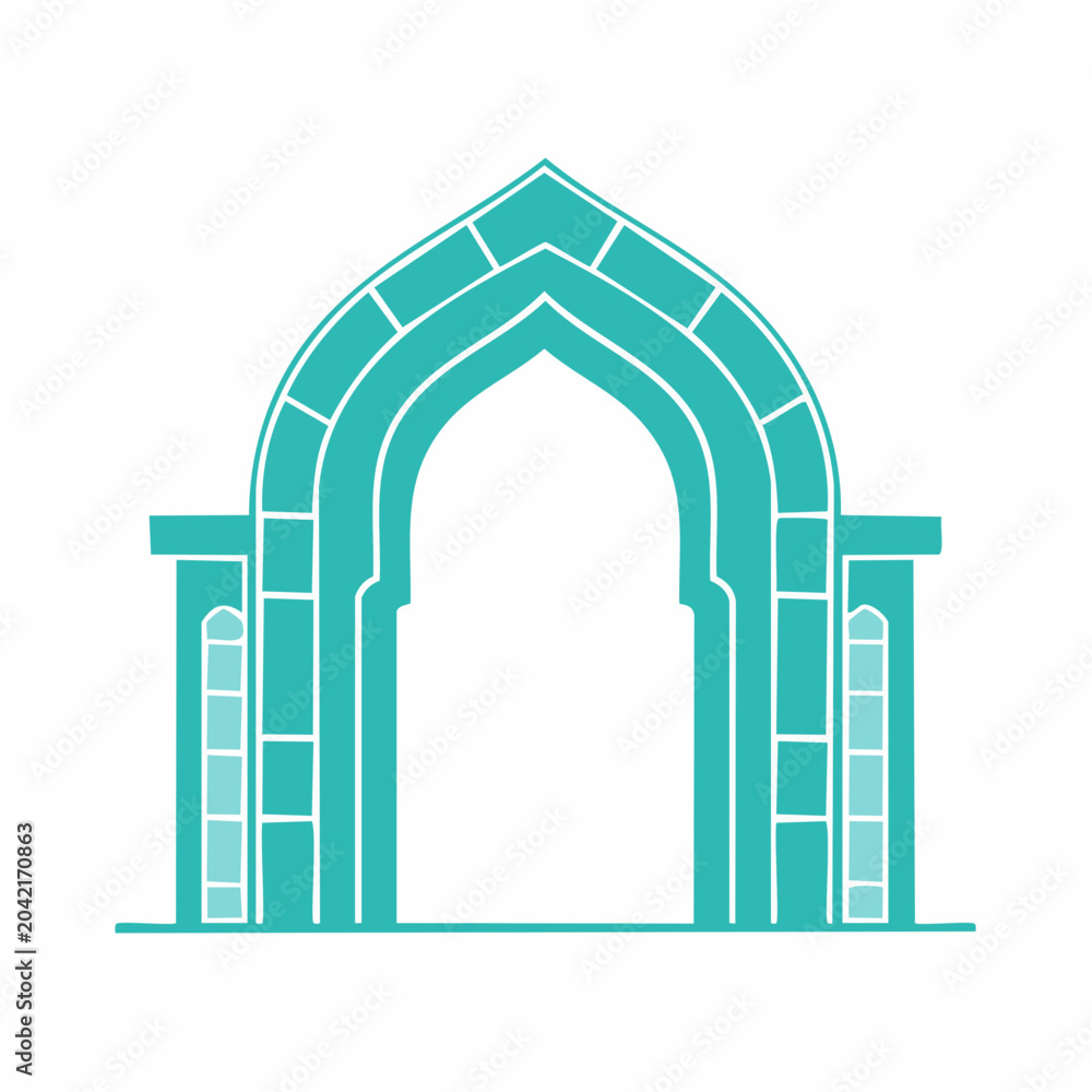 Fototapeta premium Turquoise Islamic Archway Icon