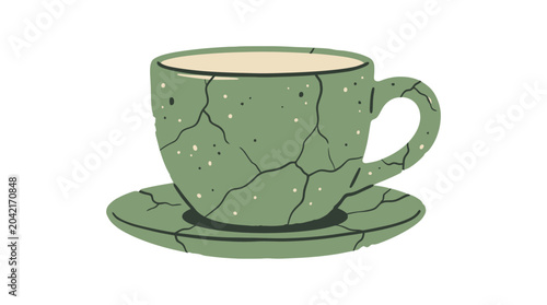 Foto Vintage Cracked Green Tea Cup.