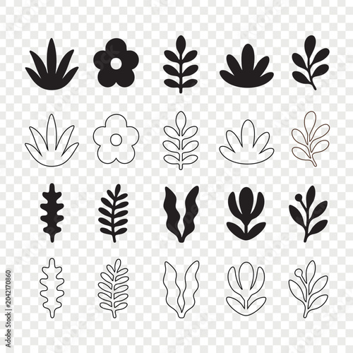Organic Shape Elements Collection Filled And Outline Abstract Forms Modern Graphic Design Assets Decorative Vector Objects