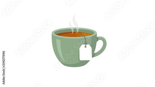 Green tea cup with tag.