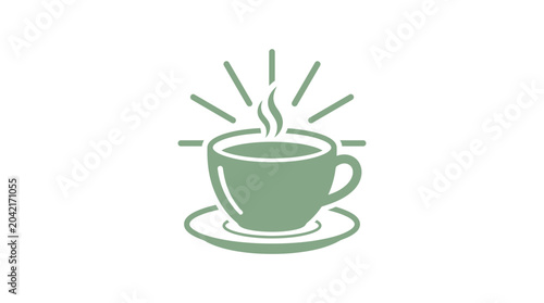 Foto Steaming hot green tea cup.