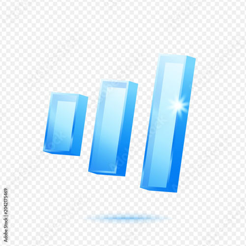 Bar Chart Growth Statistics, 3D Blue Glossy Analytics Icon