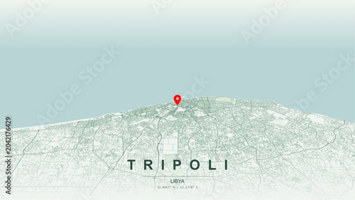 Canvastavla Modern minimalist vector map of Tripoli (Tarabulus), Libya