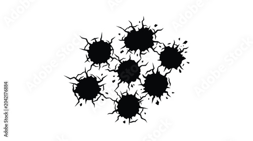 Bild auf Leinwand bullet holes on white background damage impact
