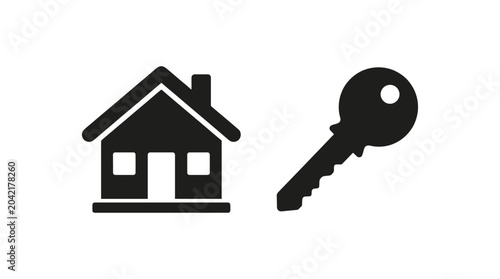 Bild auf Leinwand house and key silhouette home dwelling lock