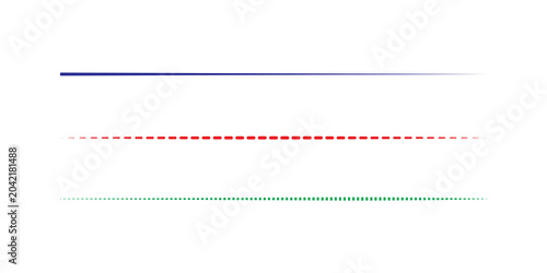 Graphic design elements with blue, red and green gradient lines on transparent background