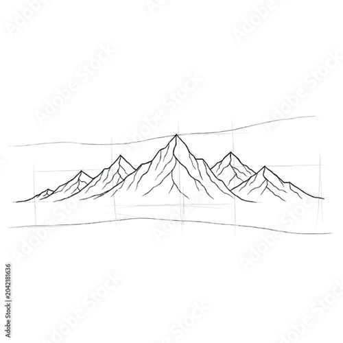 Bild auf Leinwand Mountain Range Landscape Sketch