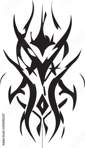Creative Tattoo Design in Black and White Detailed Line Art Illustration