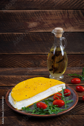 Omelette de la Mère Poulard with a light and airy texture. Fluffy egg dish served for breakfast
