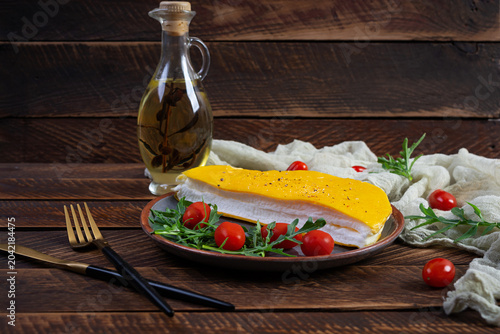 Omelette de la Mère Poulard with a light and airy texture. Fluffy egg dish served for breakfast